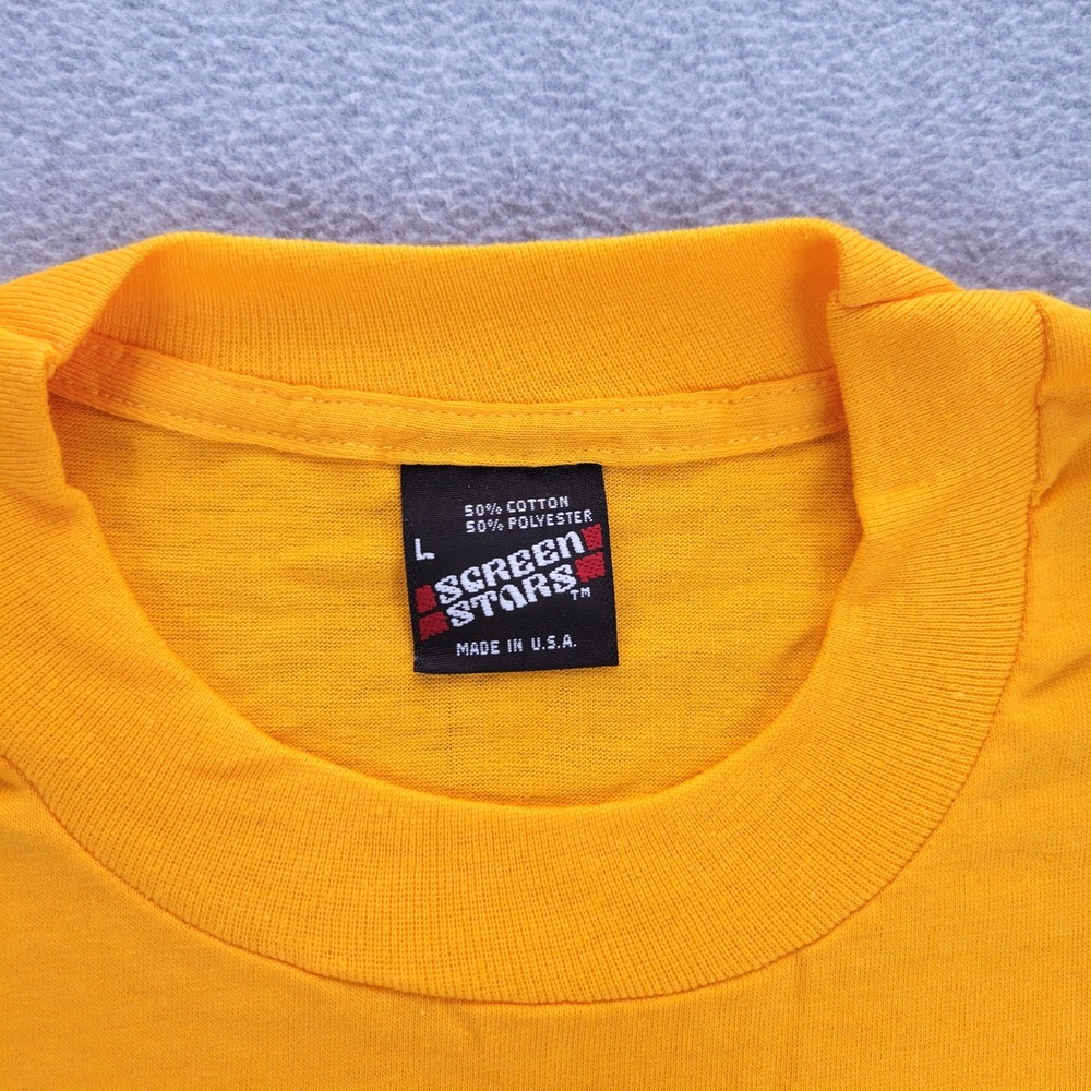 Screen Stars T-Shirt Mens Large Yellow Vintage 80s Blank Single Stitch USA 3901 - Picture 2 of 8